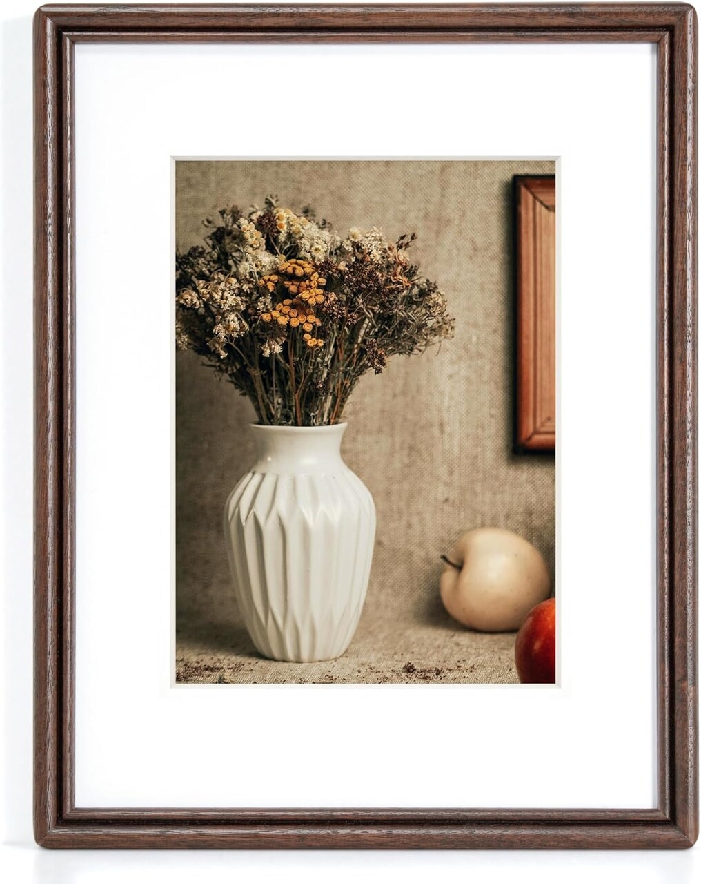 8.5x11 Picture Frame, Natural Solid Walnut Wood Picture Frame with High Tempered Glass, Handcrafted Rounded Corner 8.5 by 11 Wooden Frame Matted to 6x8 Photo for Wall & Tabletop Display